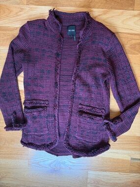 NIC+ZOE Plum Tweed Open-Front Blazer